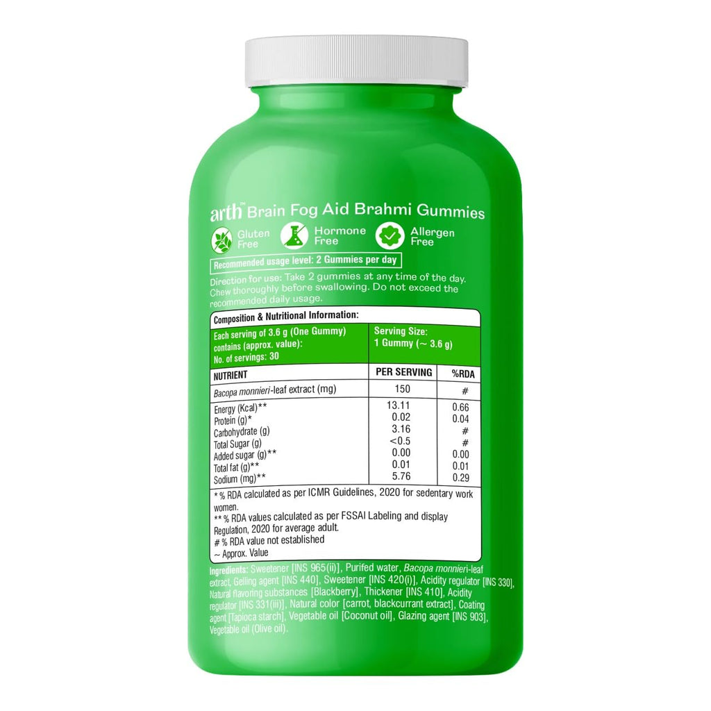 Arth Brain Fog Aid Brahmi Gummies | Grocsy