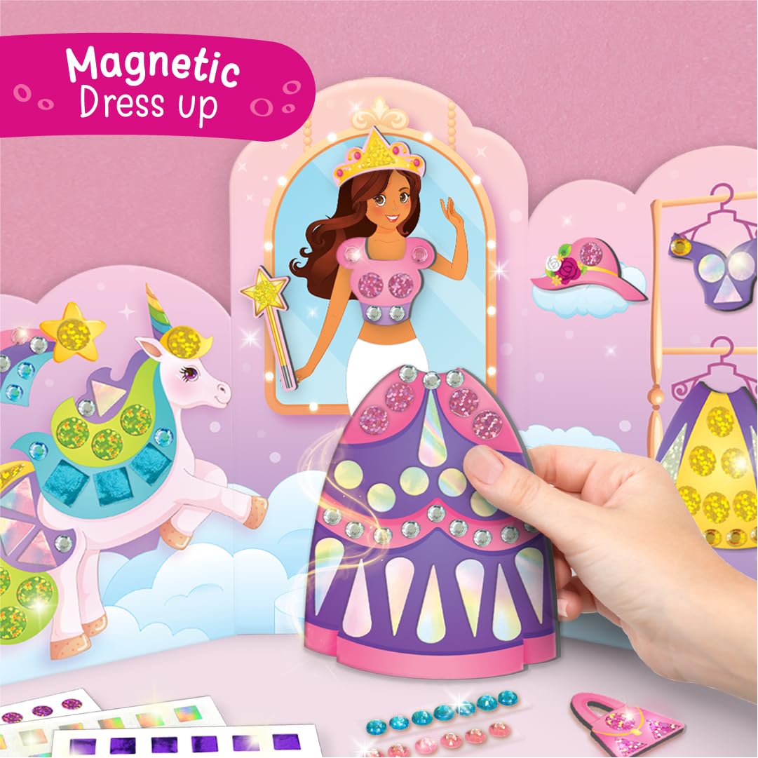 Imagimake Unicorn Craft Kit | 20+ Mess Free Activities | Bracelet Making Kit, Magnetic Board Princess Dress Up, Unicorn Stickers and More | 5,6,7,8 Year Old Girl Birthday Gift | Crafts for Girls 8-12 | Grocsy