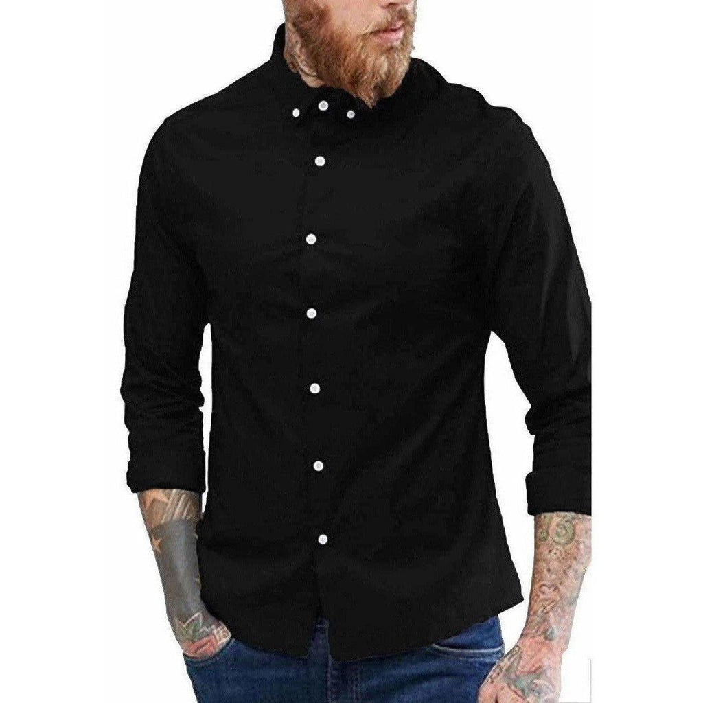 Men's Contrast Button Slim Fit Formal Shirt | Grocsy