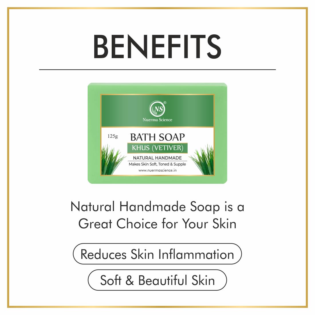 Nuerma Science Khus Vetiver Bath Soap | Makes skin soft, toned & supple | Grocsy