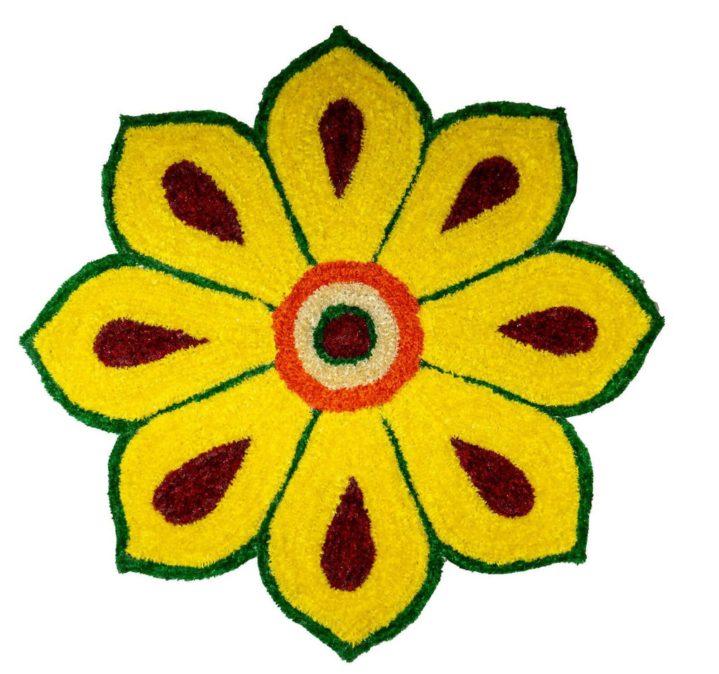 Kundan HandiKrafts Yellow Rangoli Mat - Readymade | Grocsy