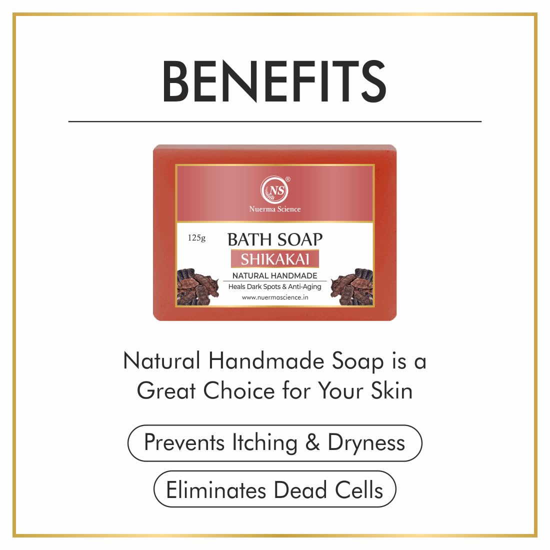Nuerma Science Shikakai Bath Soap | Heals Dark Spots & Anti-Aging | Grocsy