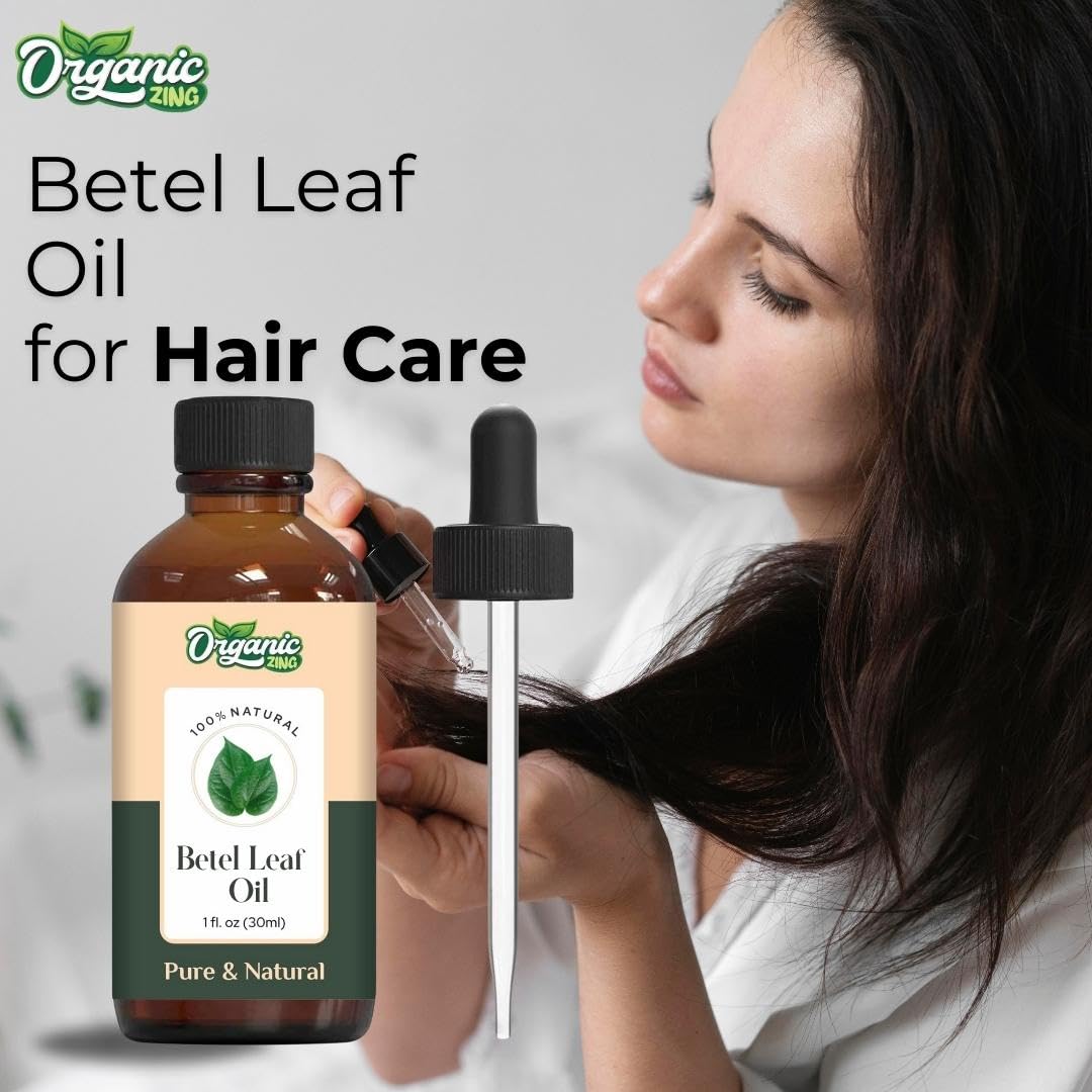 Organic Zing Betel Leaf (Piper betle) Oil | Pure & Natural Essential Oil for Skincare, Hair Care, Aroma & Diffusers | Grocsy