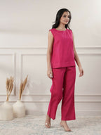 Joban Fashion Women's Fuchsia Cotton Yoga Set | Grocsy