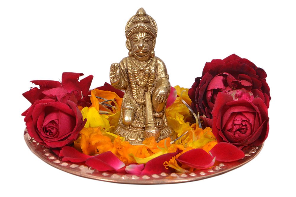 Kannssky Brass Hanuman Statue for Home Religious Decorative Idol | Grocsy