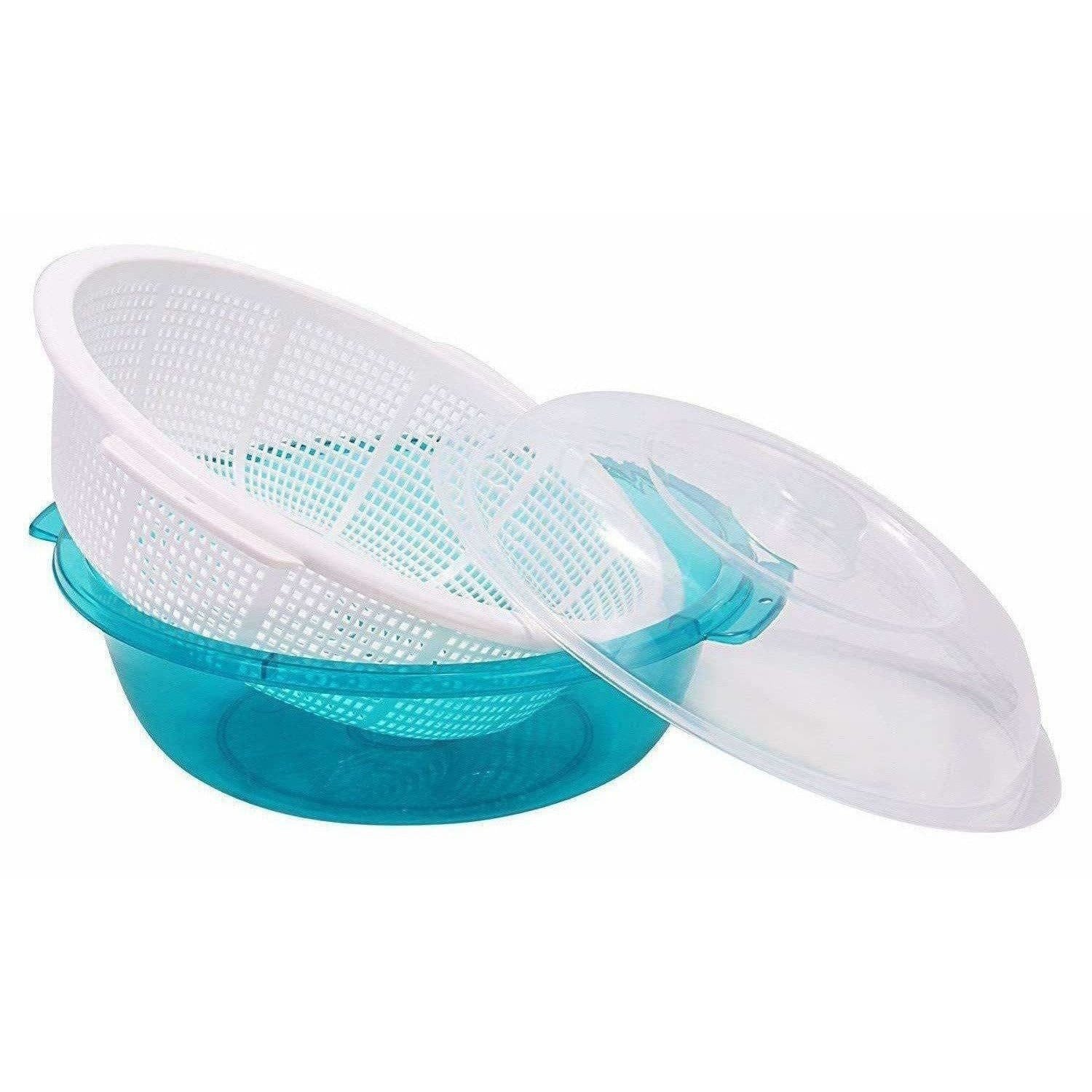 Multipurpose Double Layer Plastic Sieve Drainer Bowl | Grocsy