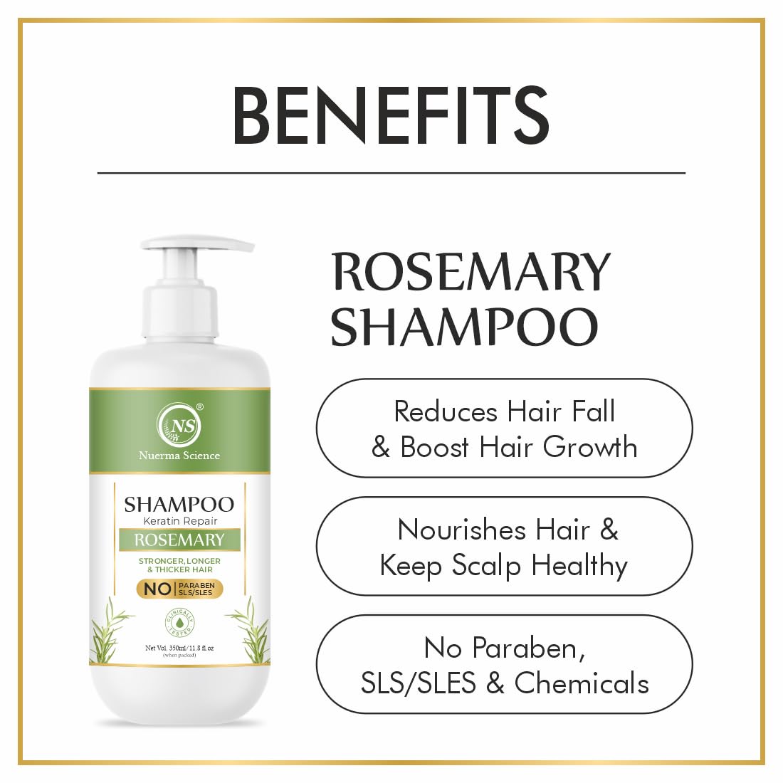 Nuerma Science Keratin Repair Rosemary Shampoo for Damaged, Dry & Frizzy Hair | Grocsy