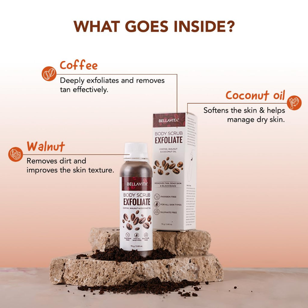 Bella Vita Organic Exfoliate Coffee Face And Body Scrub Grit | Grocsy