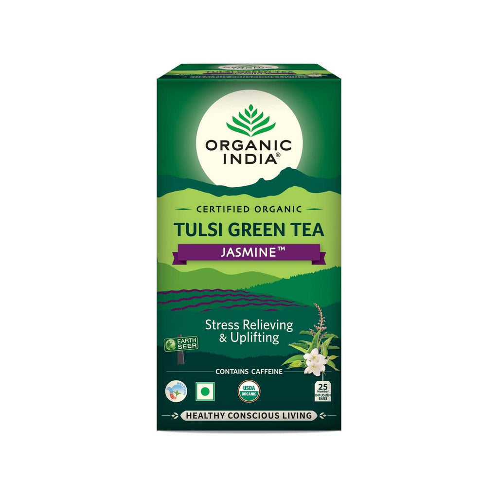 Organic India Tulsi Green Tea Jasmine 25 Tea Bags | Grocsy