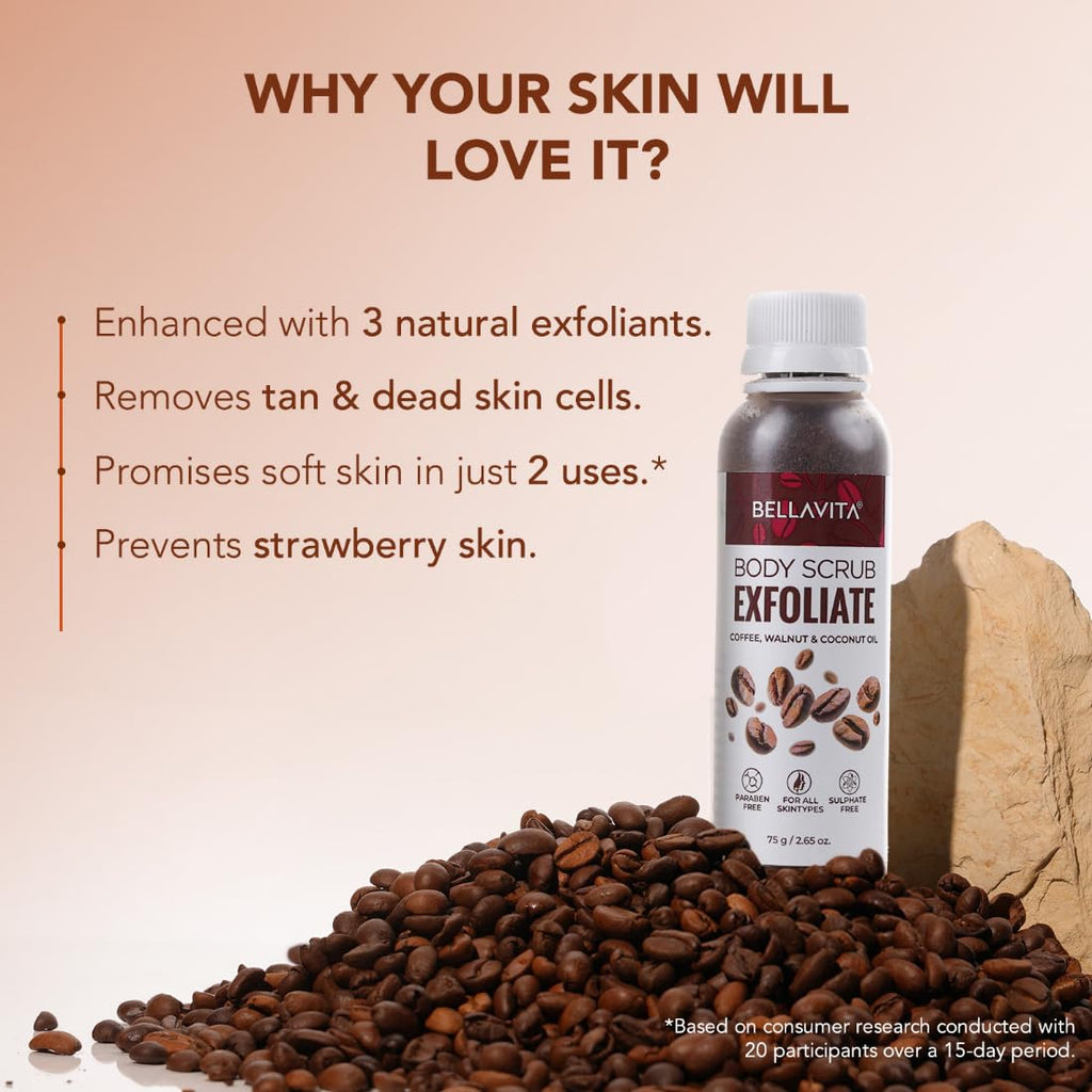 Bella Vita Organic Exfoliate Coffee Face And Body Scrub Grit | Grocsy