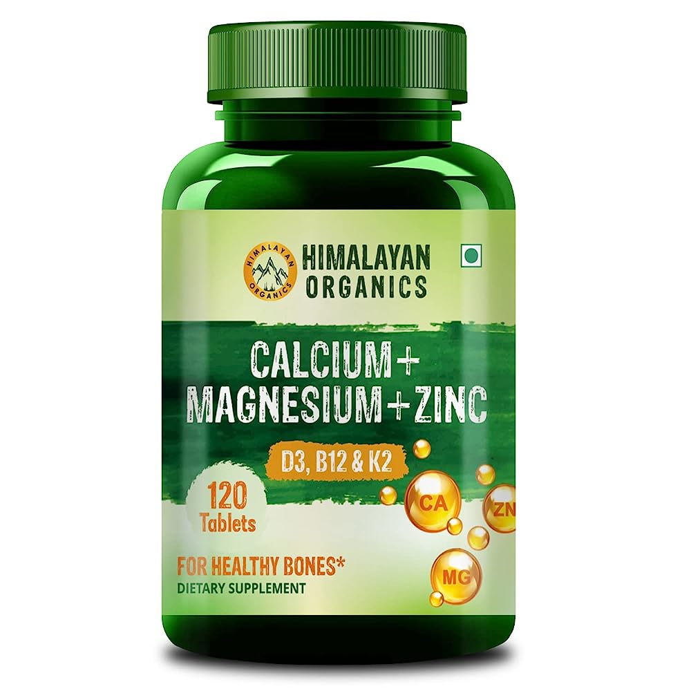 Himalayan Organics Plant Based Calcium + Magnesium + Zinc, D3+K2 Vegetarian Capsules | Grocsy