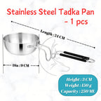 THE COOK HOUSE - Stainless Steel Tadka Pan with Balance Design PVC Handle(250 ML) | Grocsy