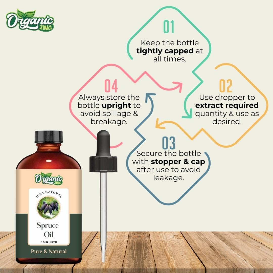 Organic Zing Spruce (Picea) Oil | Pure & Natural Essential Oil for Aroma, Diffusers, Hair Care & Massage | Grocsy