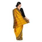 Exclusive Collection 100% Pure Cotton Yellow Tant Saree With Hand Weaving Work | Grocsy