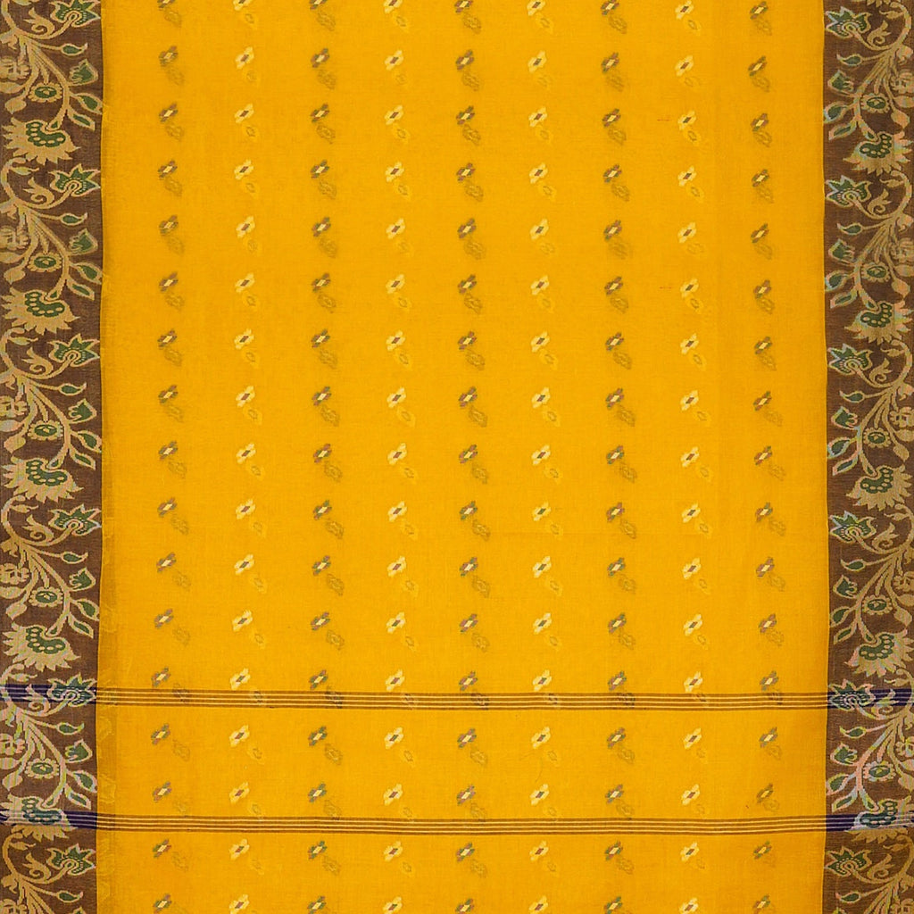 Exclusive Collection 100% Pure Cotton Yellow Tant Saree With Hand Weaving Work | Grocsy