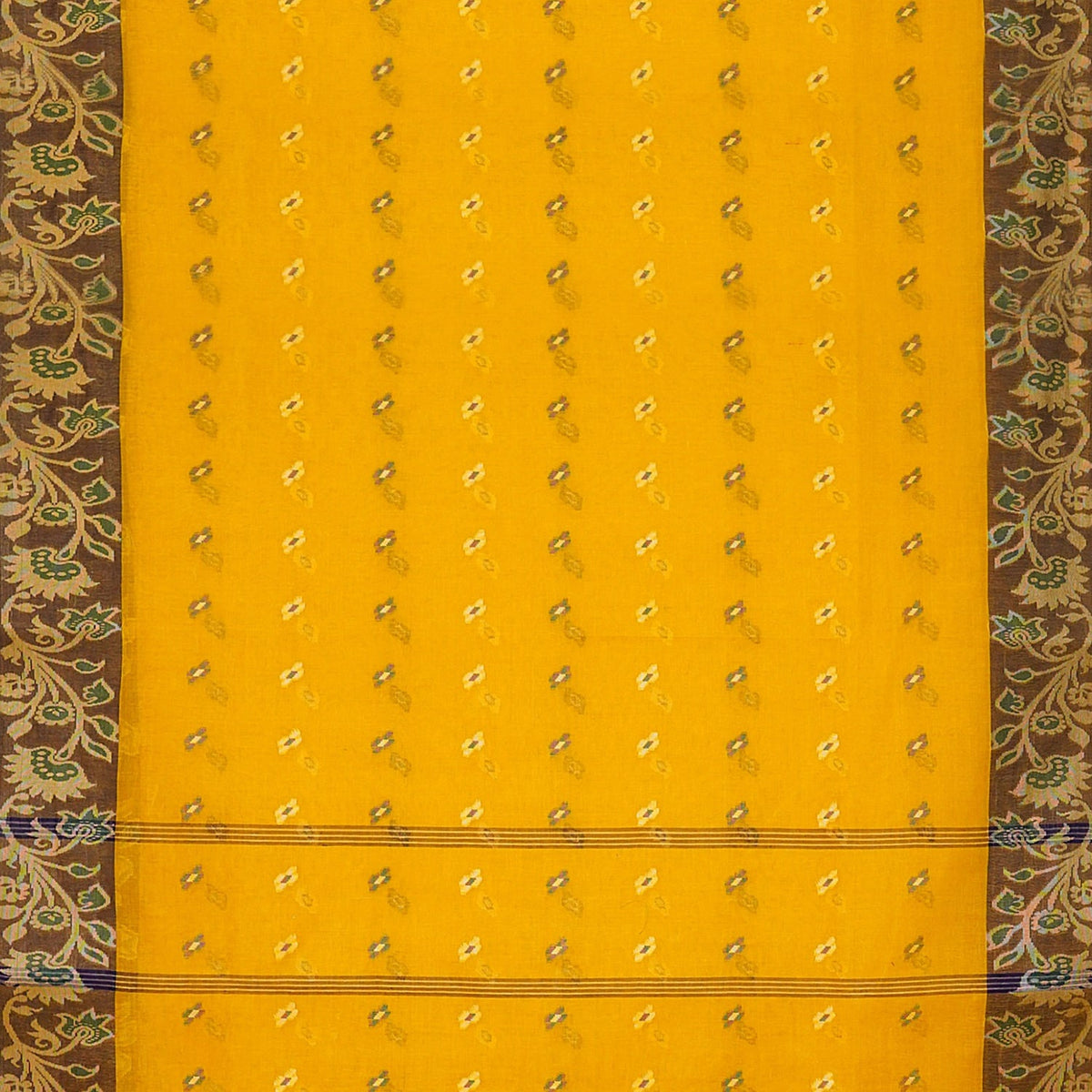 Exclusive Collection 100% Pure Cotton Yellow Tant Saree With Hand Weaving Work | Grocsy
