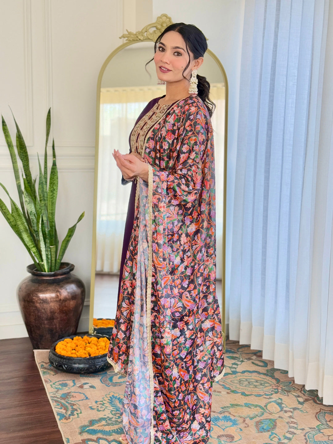 The52 Women's Rayon Embroidery work Straight Kurta with Pant and Dupatta Set | Grocsy