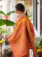 Monjolika Fashion Mustard Soft Banarasi Silk Blend Saree with Contrast Blouse Piece | Grocsy