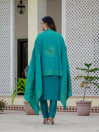 Pramukh Fab Rama Color Roman Silk Kurta Set | Grocsy