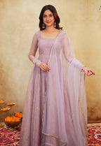 Yash Enterprise Light Peach Organza Party Wear Embroidery Suit Set | Grocsy