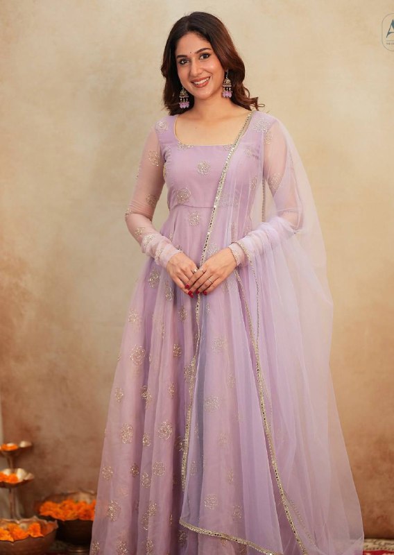 Yash Enterprise Light Peach Organza Party Wear Embroidery Suit Set | Grocsy
