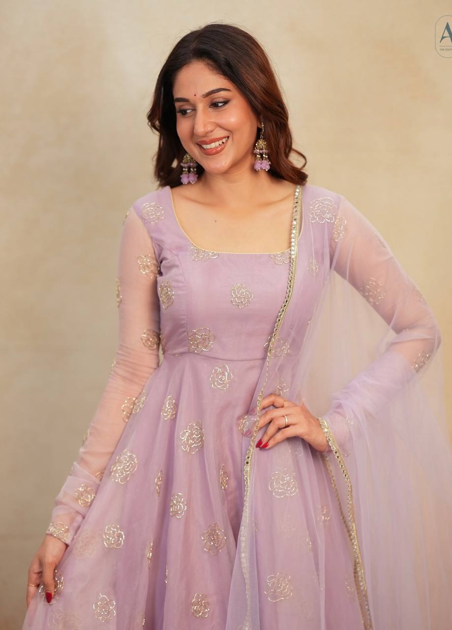 Yash Enterprise Light Peach Organza Party Wear Embroidery Suit Set | Grocsy