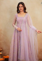 Yash Enterprise Light Peach Organza Party Wear Embroidery Suit Set | Grocsy