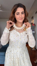 Yash Enterprise Off White Faux Blooming Party Wear Embroidery Suit Set | Grocsy