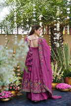 Yash Enterprise Dusty Rose Crunchy Silk Party Wear Embroidery Suit Set | Grocsy