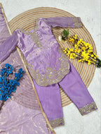 Evanik Purple Designer Party Wear Look Kids Top Salwar & Dupata | Grocsy