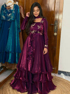 Yash Enterprise Wine Fandy Silk Party Wear Embroidery Suit Set | Grocsy