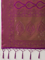Monjolika Fashion Magenta Kanjivaram Silk Blend Zari Woven Saree With Unstiched Blouse | Grocsy