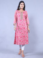 HERE&NOW Printed Straight Regular Fit Kurta | Grocsy
