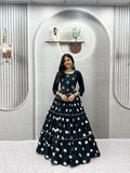 Monjolika Fashion Black Cotton Blend Ribbon Work Navratri Lehenga Choli | Grocsy
