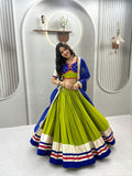 Monjolika Fashion Parrot Green Cotton Blend Navratri Special Lehenga Choli | Grocsy