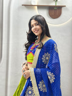 Monjolika Fashion Parrot Green Cotton Blend Navratri Special Lehenga Choli | Grocsy