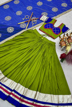 Monjolika Fashion Parrot Green Cotton Blend Navratri Special Lehenga Choli | Grocsy