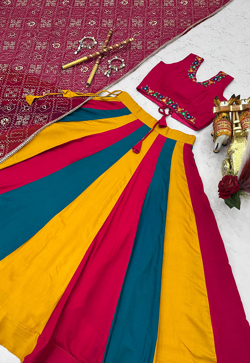 Monjolika Fashion Navaratri Special Cotton Blend Lehenga Choli In Multi Color | Grocsy