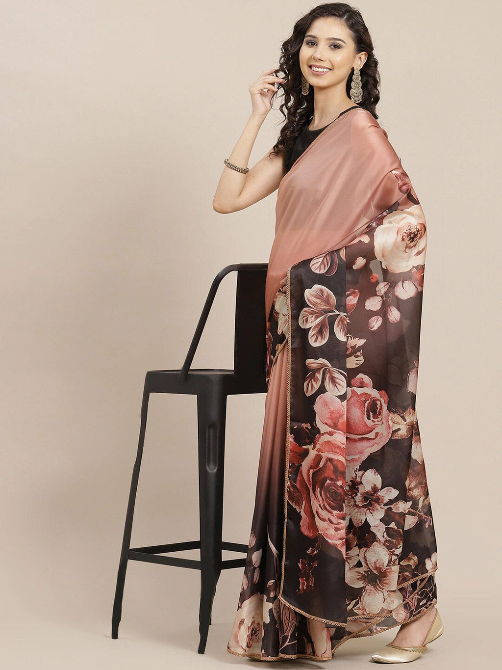 Sangria Floral Printed Saree | Grocsy