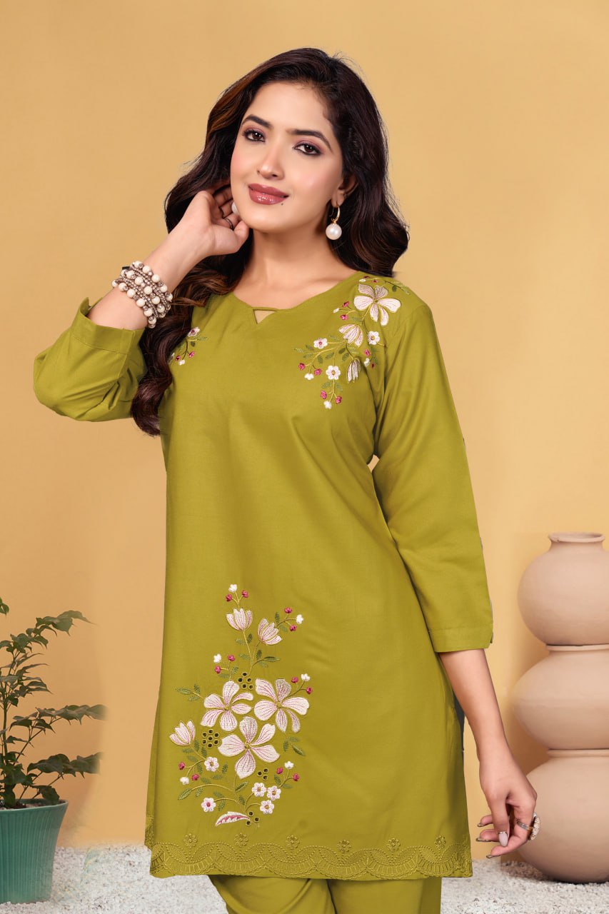 Pramukh Fab Mustard Color Viscose Rayon Co-ord Set | Grocsy