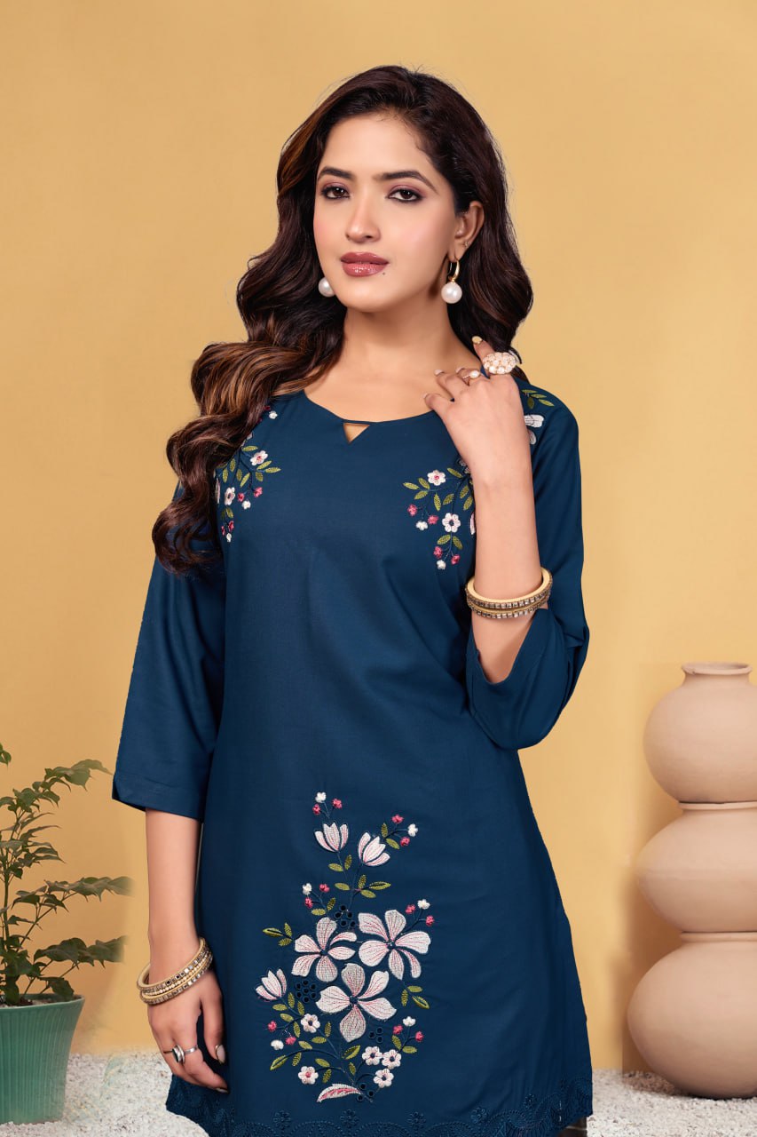 Pramukh Fab Navy Blue Color Viscose Rayon Co-ord Set | Grocsy