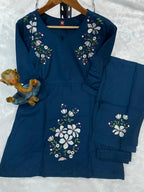 Pramukh Fab Navy Blue Color Viscose Rayon Co-ord Set | Grocsy