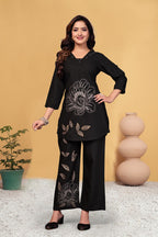 Pramukh Fab Black Color Viscose Rayon Co-ord Set | Grocsy