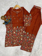 Pramukh Fab Brown Color Cotton Co-ord Set | Grocsy