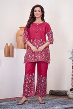 Pramukh Fab Pink Color Cotton Co-ord Set | Grocsy