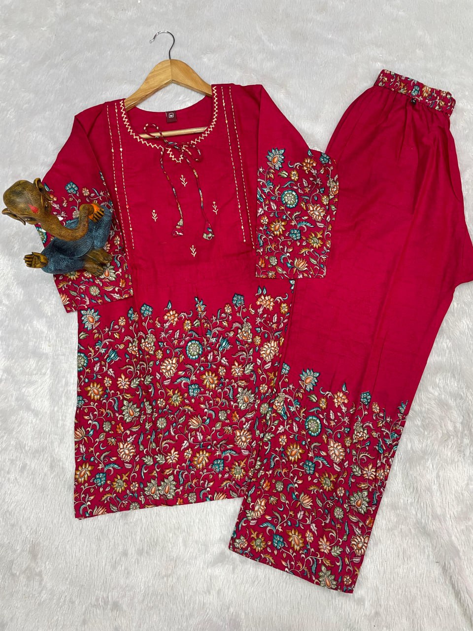 Pramukh Fab Pink Color Cotton Co-ord Set | Grocsy