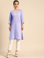 Sangria Women Lavender Yoke Design Kurta | Grocsy