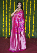 Monjolika Fashion Rani Pink Silk Blend Banarasi Zari Woven Saree With Blouse | Grocsy