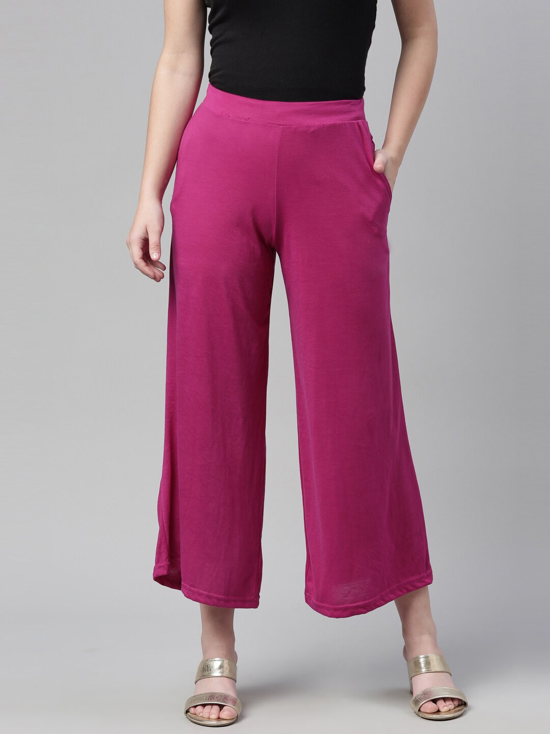 Souchii Purple Knitted Ethnic Palazzos | Grocsy