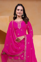 Yash Enterprise Pink Chinon Silk Embroidery Party Wear Suit Set | Grocsy
